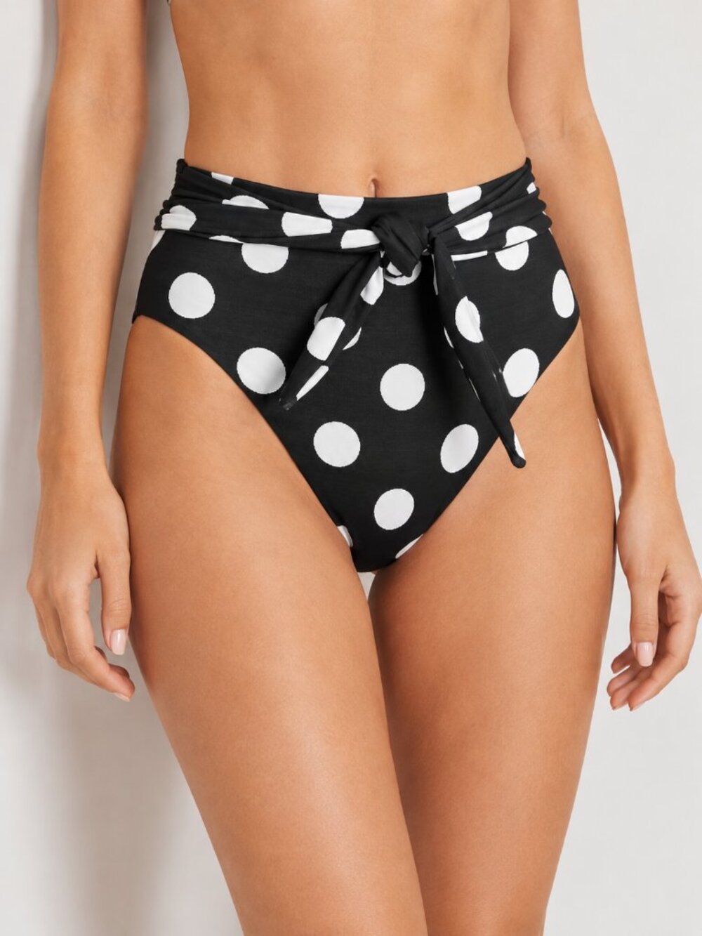 Mara Hoffman Goldie Women's M Black Polka Dot High Waist Bikini Bottom Retro
